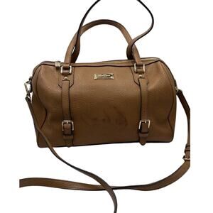 Michael Kors Authenticated Bristol Acorn Brown Leather Medium Satchel Gold Tone‎